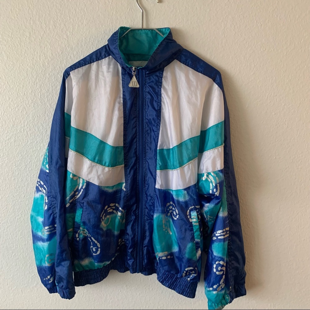 Vintage Blue Teal WILSON 80s Windbreaker Jacket